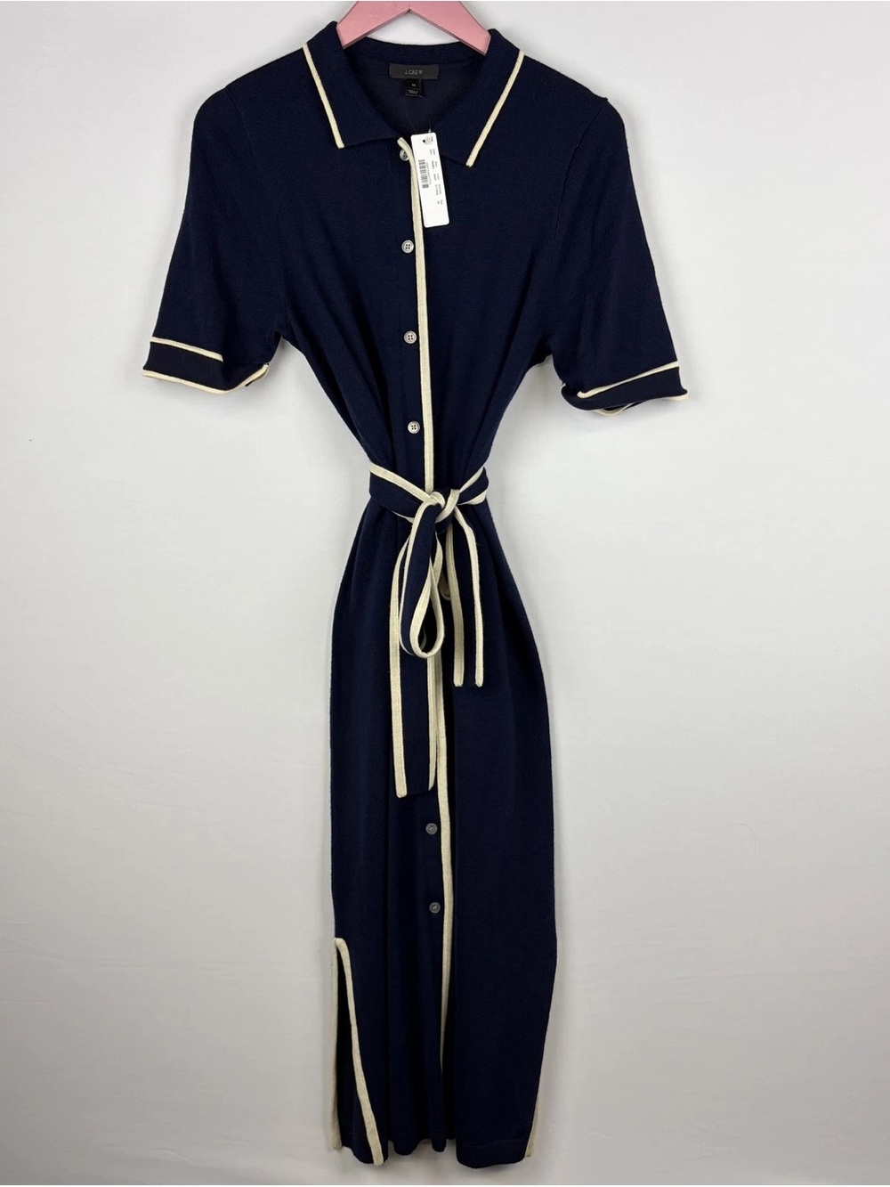 J. Crew Navy Maxi Polo Dress with Cream Piping